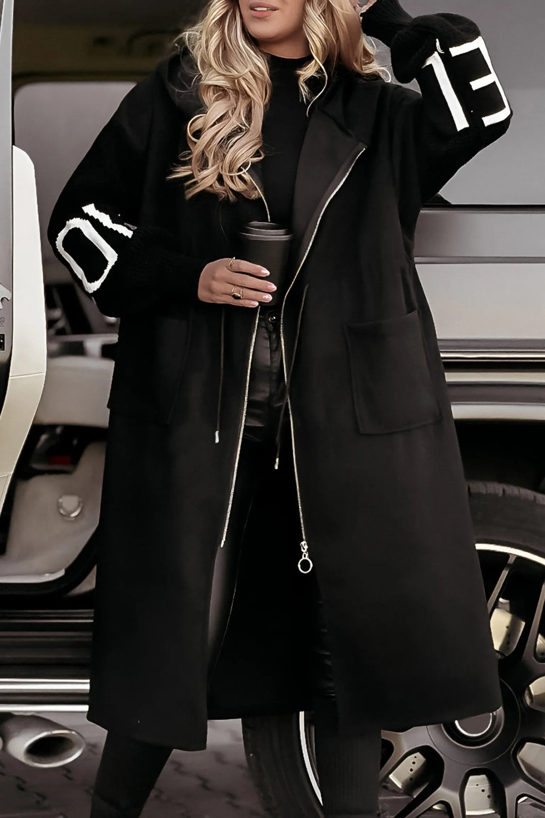 Luna - Women's Hooded Jacket with Long Sleeves and Patchwork Design