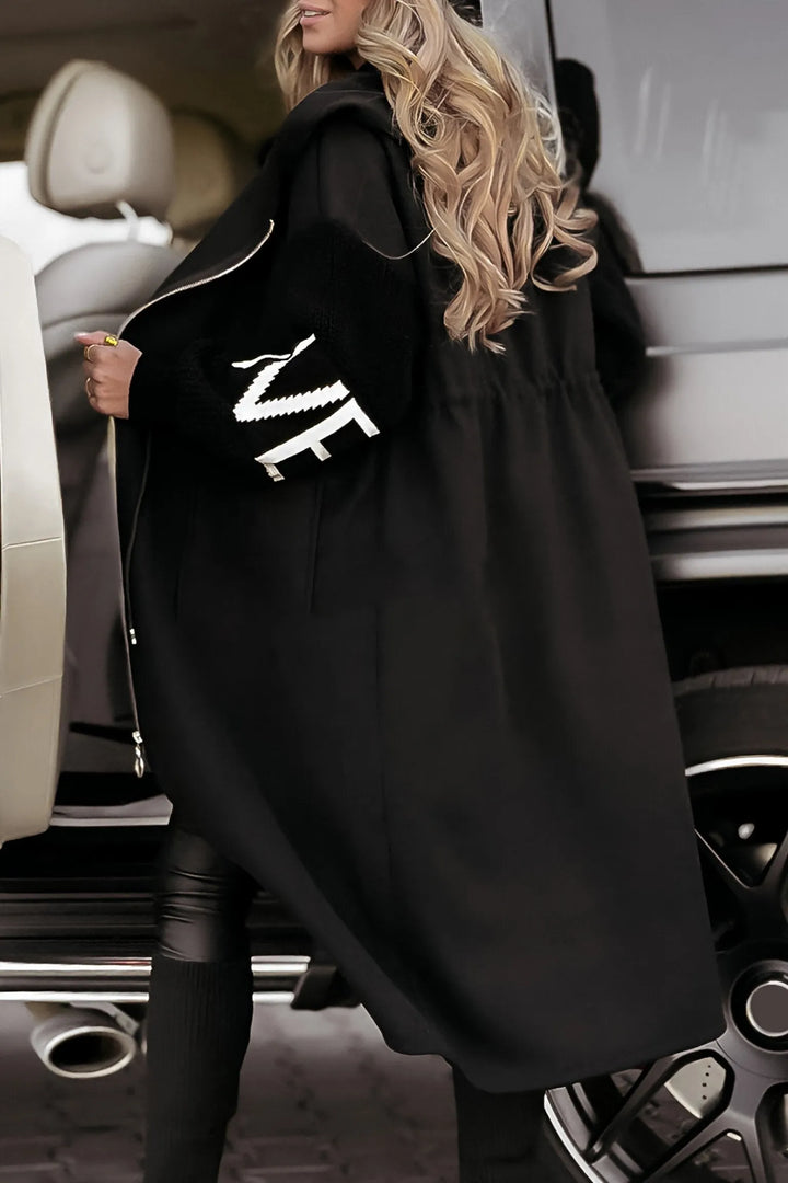 Luna - Women's Hooded Jacket with Long Sleeves and Patchwork Design