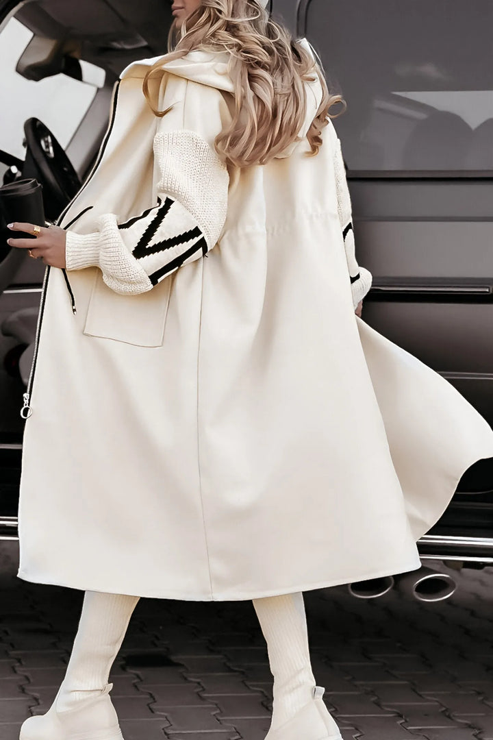 Luna - Women's Hooded Jacket with Long Sleeves and Patchwork Design